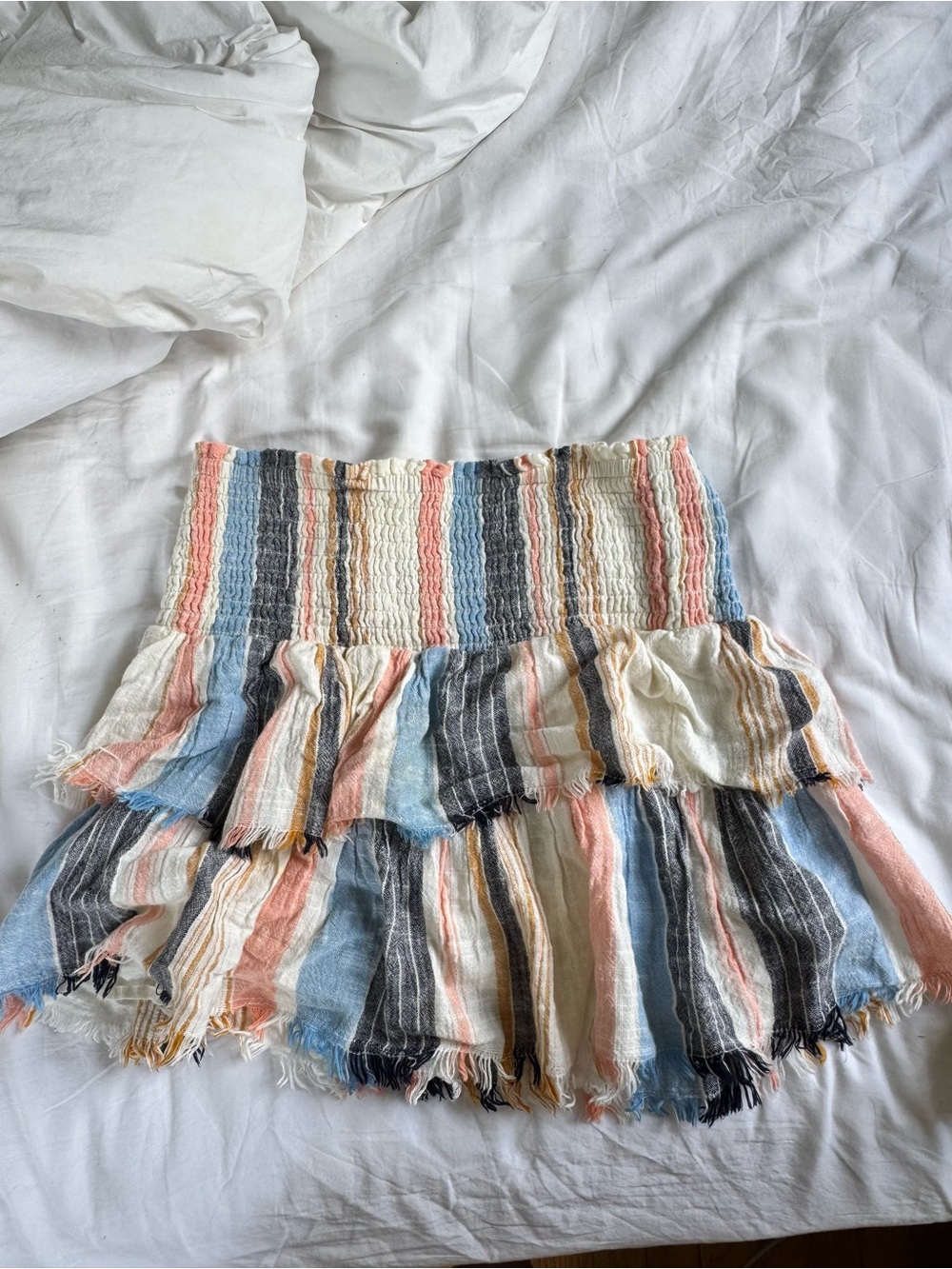 aerie Multi-Color Striped Smocked Tiered Skort